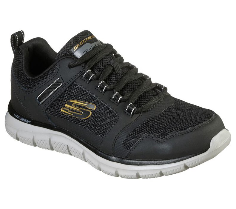 Skechers Herr Svarta/Guld Sneakers - Track - Knockhill - Sverige (BSGQK-3570)